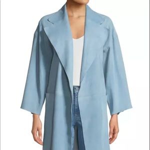 THEORY Leather Suede  Kimono Jacket Blue SMALL/TP